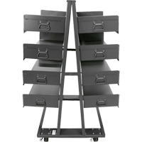 Double-Sided Heavy Duty A-Frame Cart with 8 Large Trays, 38" x 30" x 63", 2500 lbs. Capacity Toolneeds Inc.