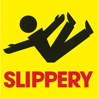 C&ocirc;nes de d&eacute;viation - &eacute;tiquettes de message  Slippery , Adh&eacute;sif, Anglais avec pictogramme Toolneeds Inc.