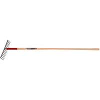 Level Rake, Wood Handle, 14-3/4" W, Tempered Steel Blade, 16 Tines Toolneeds Inc.