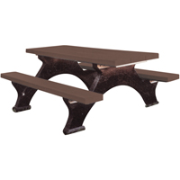 Recycled Plastic Picnic Tables, 8' L x 62-1/4" W, Brown Toolneeds Inc.