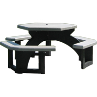 Tables de pique-nique hexagonales en plastique recycl&eacute;, 78" lo x 78" la, Gris Toolneeds Inc.