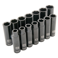 Jeu de douilles m&eacute;triques, 14 Mcx, Chocs, Prise de 1/2", Profond Toolneeds Inc.