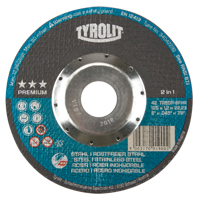Meule &agrave; tronçonner 2-en-1 de premi&egrave;re qualit&eacute; Thincut, 5" x 0,045", Arbre de 7/8", Type 27, Oxyde d'aluminium, 12250 Tr/min Toolneeds Inc.