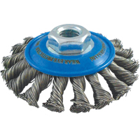Brosses soucoupes &agrave; fils nou&eacute;s, Dia. 4", Fils 0,02", Arbre 5/8"-11, Acier inoxydable Toolneeds Inc.