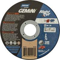 Meule &agrave; tronçonner pour coupe &agrave; angle droit RightCut Gemini, 4-1/2" x 0,045", Arbre de 7/8", Type 01/41, Oxyde d'aluminium, 13580 Tr/min Toolneeds Inc.