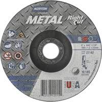 Meule &agrave; tronçonner m&eacute;tallique pour coupe &agrave; angle droit RightCut, 6" x 0,045", Arbre de 7/8", Type 27/42, Oxyde d'aluminium, 10190 Tr/min Toolneeds Inc.