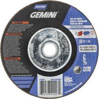Meule &agrave; tronçonner pour coupe &agrave; angle droit INOX/SS Gemini, 4-1/2" x 3/32", Arbre de 5/8"-11, Type 27/42, Oxyde d'aluminium, 13580 Tr/min Toolneeds Inc.