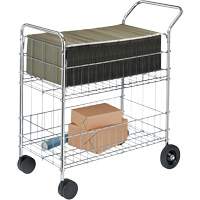 Wire Mail Cart, 200 lbs. Capacity, Chrome, 19" D x 30" L x 39-1/4" H, Chrome Plated Toolneeds Inc.