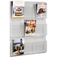 Literature Displays, Wall Mount, 9 Slots, Plastic, 30" W x 2" D x 36-7/8" H Toolneeds Inc.