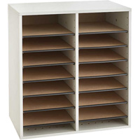 Adjustable Compartment Literature Organizer, Stationary, 16 Slots, Wood, 19-1/2" W x 11-3/4" D x 21" H Toolneeds Inc.