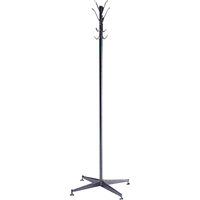 Coat Tree, 60" H, Steel, Black, 8 Hook(s) Toolneeds Inc.
