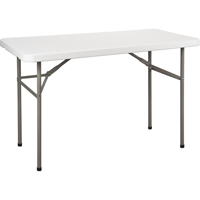 Folding Table, Rectangular, 48" L x 24" W, Polyethylene, White Toolneeds Inc.