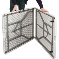 Fold-in-Half Table, Rectangular, 72" L x 30" W, Polyethylene, White Toolneeds Inc.