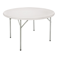 Folding Table, Round, 48" L x 48" W, Polyethylene, White Toolneeds Inc.