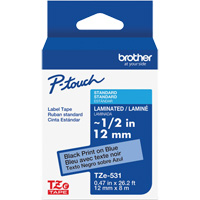 Laminated Tape for P-Touch&reg;, 12 mm x 8 m, Black on Blue Toolneeds Inc.