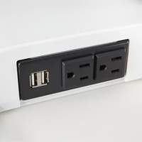 Soar Sit/Stand Electric Desk with Dual Monitor Arm, Desktop Unit, 37-1/4" H x 27-3/4" W x 22" D, White Toolneeds Inc.