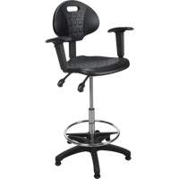 Heavy-Duty Ergonomic Stool with Adjustable Arm Rests, Stationary, Adjustable, 39" - 48", Polyurethane Seat, Black Toolneeds Inc.