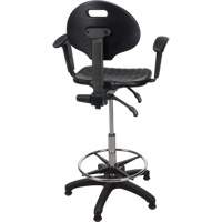 Heavy-Duty Ergonomic Stool with Adjustable Arm Rests, Stationary, Adjustable, 39" - 48", Polyurethane Seat, Black Toolneeds Inc.