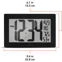 Self-Setting & Self-Adjusting Wall Clock with Stand, Digital, Battery Operated, Black Toolneeds Inc.