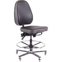 Chaise industrielle ergonomique TF180, Mobile, Ajustable, Vinyle Si&egrave;ge, Noir Toolneeds Inc.
