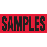 "Samples" Special Handling Labels, 5" L x 2" W, Black on Red Toolneeds Inc.