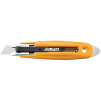 Self-Retracting Safety Knife with Tape Slitter, 17.5 mm, Carbon Steel, Plastic Handle Toolneeds Inc.