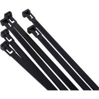 Attache-c&acirc;ble r&eacute;utilisable, Longueur 8", R&eacute;sistance &agrave; la traction 50 lb, Noir Toolneeds Inc.