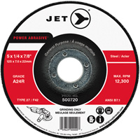 POWER ABRASIVE&reg; Grinding Wheel, 5" x 1/4", 7/8" Arbor, Type 27 Toolneeds Inc.