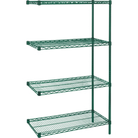 Heavy-Duty Green Epoxy Finish Wire Shelving, Add-On Kit, 4 Tiers, 36" W x 63" H x 18" D Toolneeds Inc.