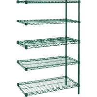 Heavy-Duty Green Epoxy Finish Wire Shelving, Add-On Kit, 5 Tiers, 36" W x 74" H x 18" D Toolneeds Inc.
