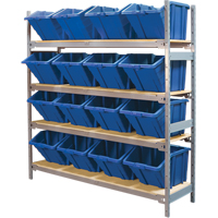 Wide Span Shelving with Jumbo Plastic Bins, Steel, Boltless, 800 lbs. Capacity, 66" W x 72" H x 18" D Toolneeds Inc.