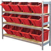 Wide Span Shelving with Jumbo Plastic Bins, Steel, Boltless, 800 lbs. Capacity, 66" W x 60" H x 18" D Toolneeds Inc.