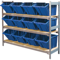 Wide Span Shelving with Jumbo Plastic Bins, Steel, Boltless, 800 lbs. Capacity, 66" W x 60" H x 18" D Toolneeds Inc.