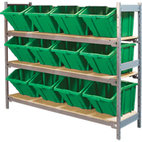 Wide Span Shelving with Jumbo Plastic Bins, Steel, Boltless, 800 lbs. Capacity, 66" W x 60" H x 18" D Toolneeds Inc.
