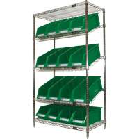 Slanted Wire Shelf with Bins, 5 Tiers, 36" W x 63" H x 18" D Toolneeds Inc.