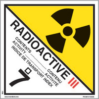 TDG Shipping Labels, Class 7, Radioactive III, Paper Toolneeds Inc.