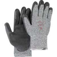 Salt & Pepper Knit Gloves With Black Palm Coating, Size Small/7, Polyurethane Coated, HPPE Shell, ANSI/ISEA 105 Level 2 Toolneeds Inc.