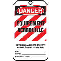 &eacute;tiquettes de verrouillage, Plastique, 3-3/8" la x 5-7/8" h, Français Toolneeds Inc.