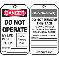 Safety Tags, Plastic, 3-3/8" W x 5-3/4" H, English Toolneeds Inc.
