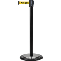 Free-Standing Crowd Control Barrier, Steel, 35" H, Yellow Tape, 7' Tape Length Toolneeds Inc.
