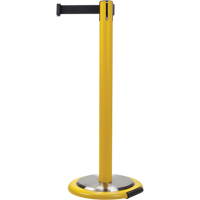 Free-Standing Crowd Control Barrier, Steel, 35" H, Black Tape, 7' Tape Length Toolneeds Inc.