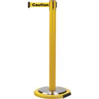 Free-Standing Crowd Control Barrier, Steel, 35" H, Yellow Tape, 7' Tape Length Toolneeds Inc.