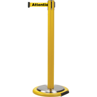 Free-Standing Crowd Control Barrier, Steel, 35" H, Yellow Tape, 7' Tape Length Toolneeds Inc.