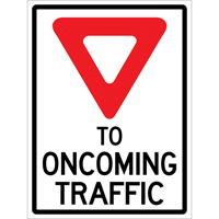 Enseigne enroulable de circulation  Yield to Oncoming Traffic , 36" x 48", Vinyle, Anglais avec pictogramme Toolneeds Inc.
