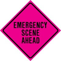 "Emergency Scene Ahead" Roll-Up Traffic Sign, 36" x 36", Vinyl, English Toolneeds Inc.