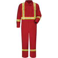 Flame-Resistant Deluxe Coveralls with Reflective Trim, Size 38, Red, 5.6 cal/cm² Toolneeds Inc.