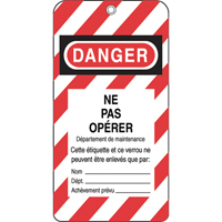 &eacute;tiquettes de verrouillage, Plastique, 3" la x 5-3/4" h, Français Toolneeds Inc.