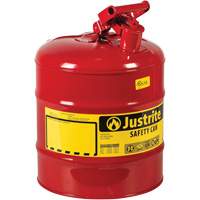 Safety Cans, Type I, Steel, 5 US gal., Red, FM Approved/UL/ULC Listed Toolneeds Inc.