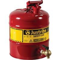 Bidon avec robinet s&eacute;curitaires pour laboratoires, Type I, Acier, 5 gal. US, Rouge, Homologu&eacute; FM Toolneeds Inc.