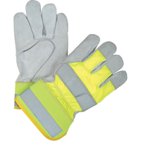 Gants d'ajusteur haute visibilit&eacute; de premi&egrave;re qualit&eacute;, Grand, Paume en Cuir de vache refendu, Doublure en Coton Toolneeds Inc.